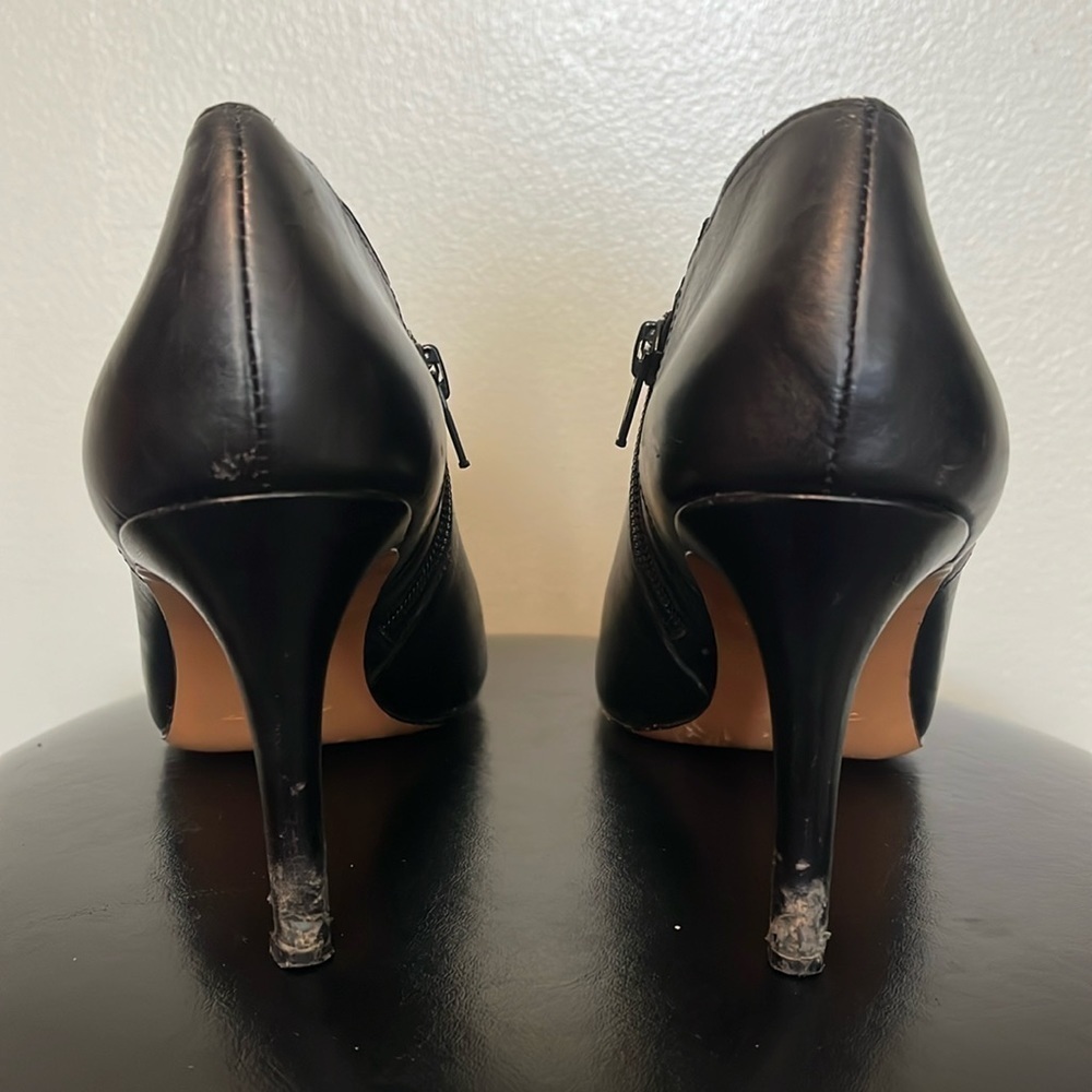 COACH Seneca Womens Side Zipped Round Toe Stiletto Heels Booties Black Leather - Picture 3 of 11